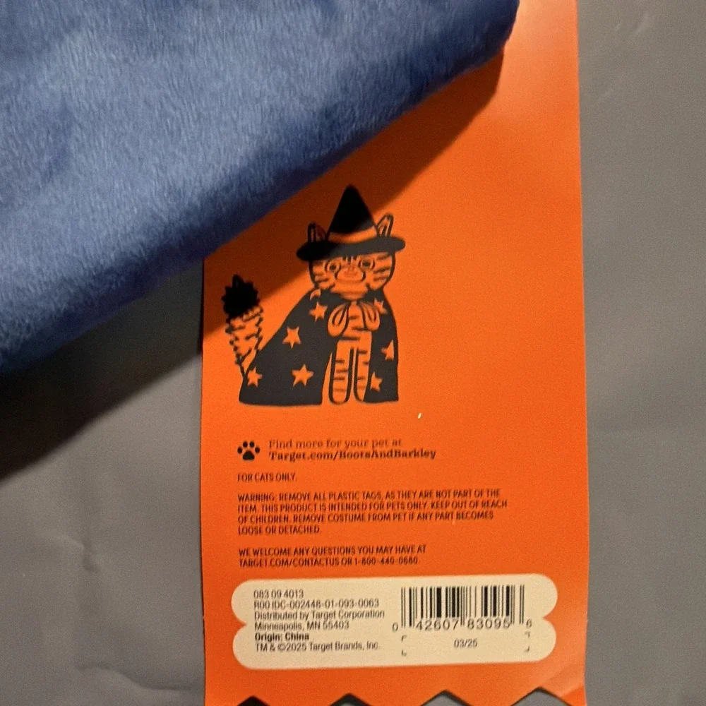 Boots & Barkley Cat Gnome Costume Hat in Blue w/ White Beard